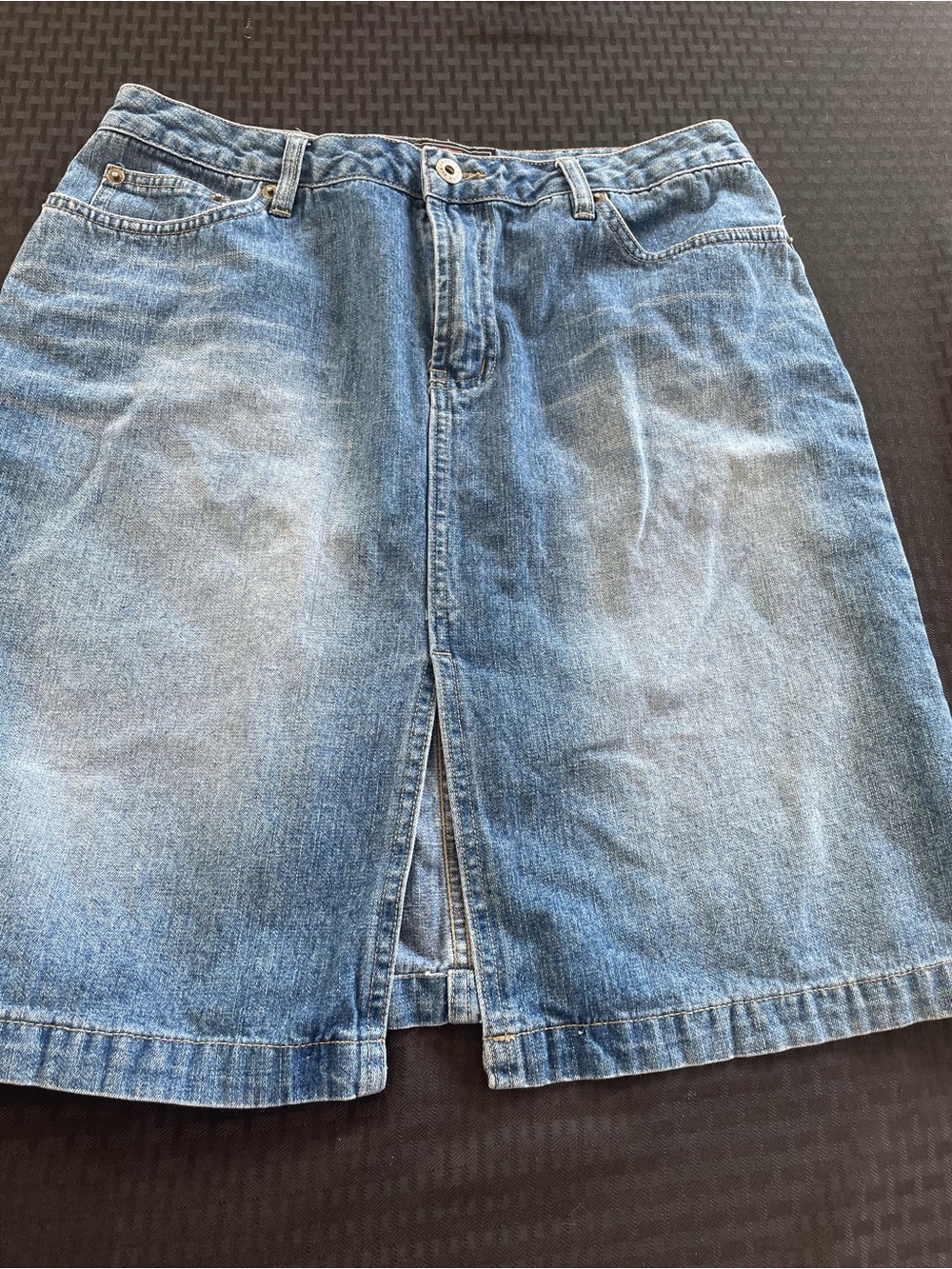Route 66 Light Blue Denim Midi Skirt with Front Slit